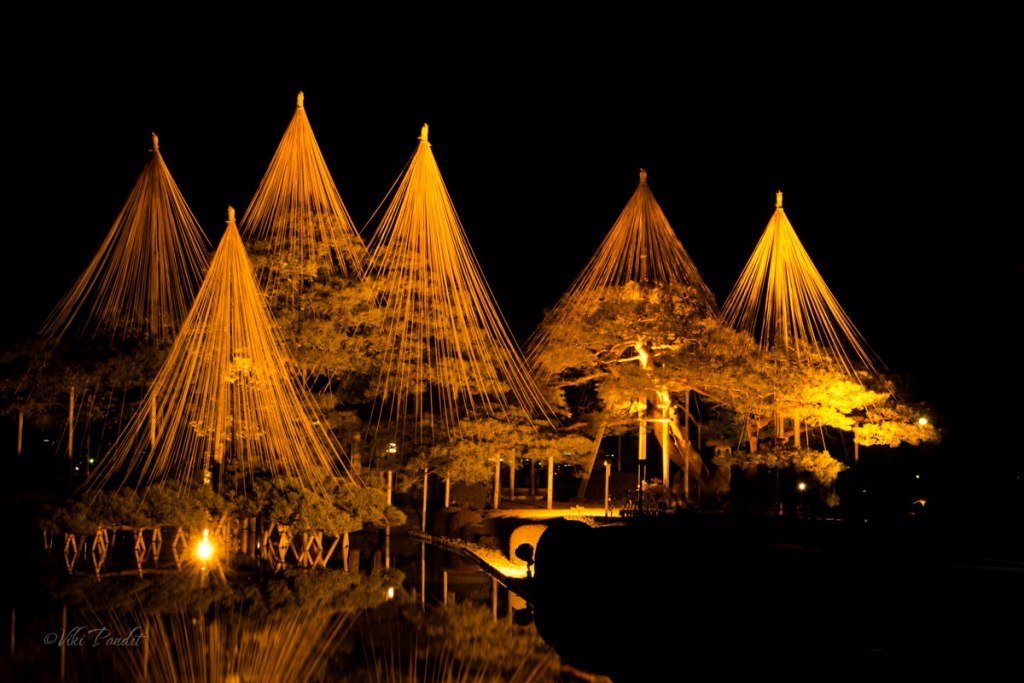 The illuminated Kenrokuen Garden